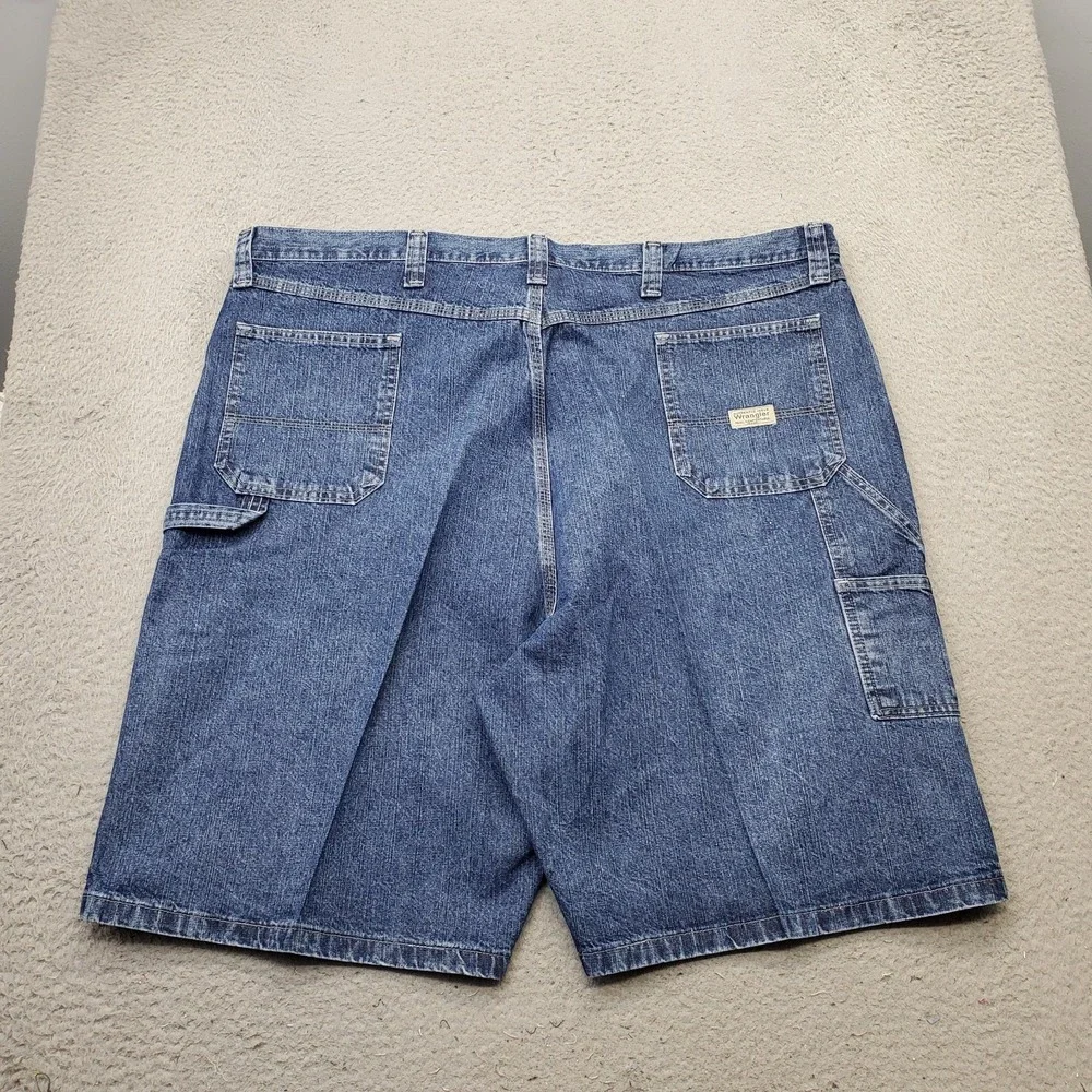 Wrangler Carpenter Shorts Mens 48 Blue Dungarees Loose Fit‎ High Rise Flat Front